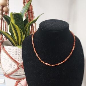 Gold Over Sterling Orange Beaded Necklace